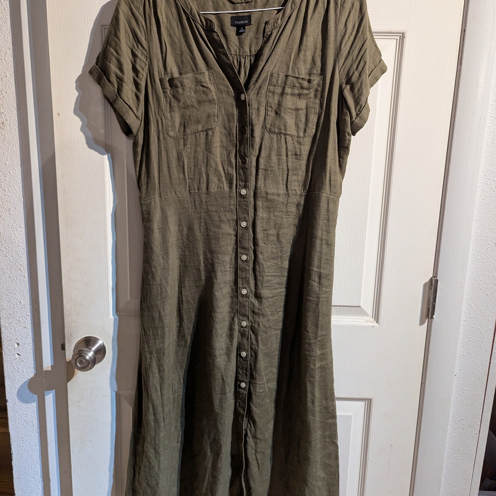 Talbots Olive Green Midi Dress